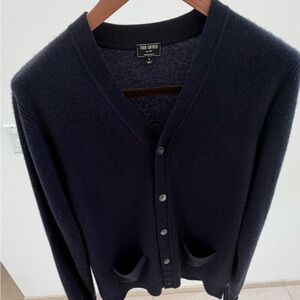 Todd Snyder Men’s 100% Cashmere Navy Blue Cardigan